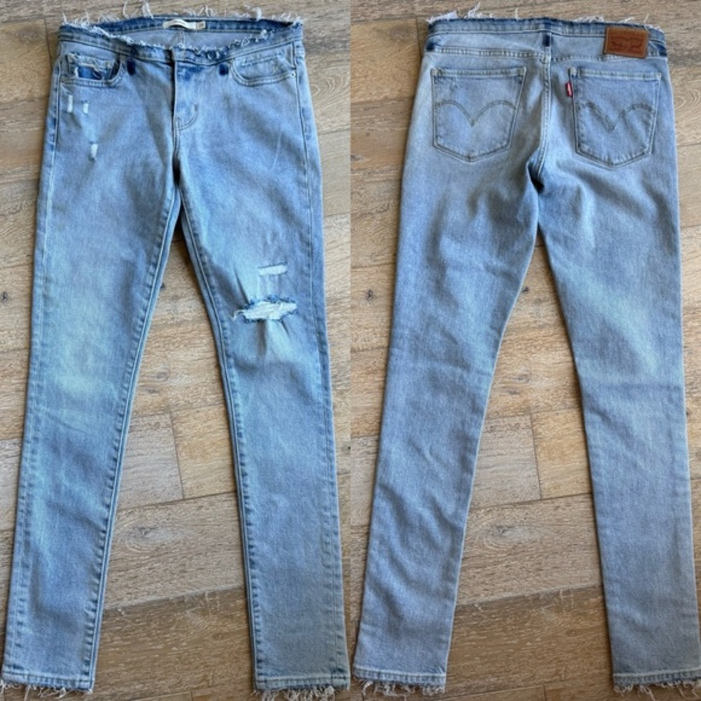 Levi's 711 Skinny Light Blue Ripped Jeans